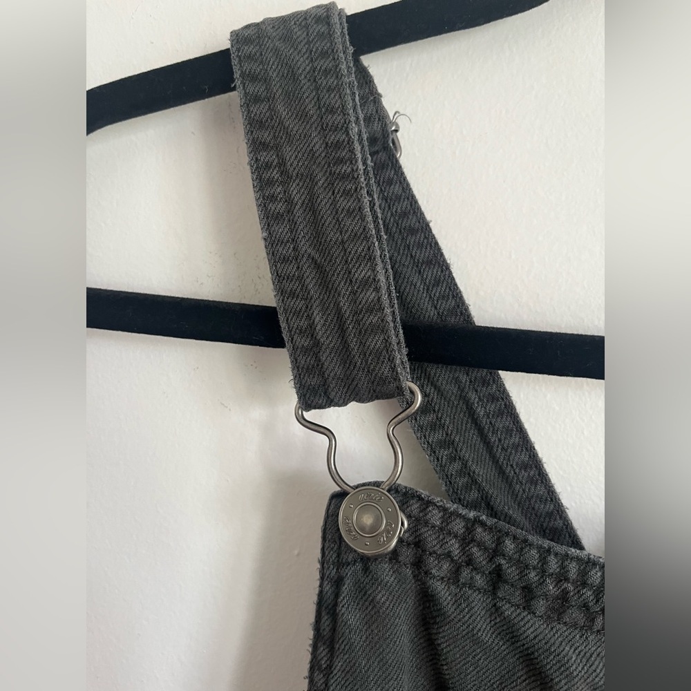 Aerie Charcoal Gray Cotton Werk & Play Twill Adjustable Overalls Jumpsuit XS - Picture 5 of 11